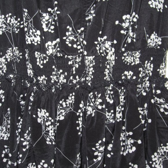 Easel Flutter Sleeved Tiered Black Dress with Smocking - Picture 2 of 7